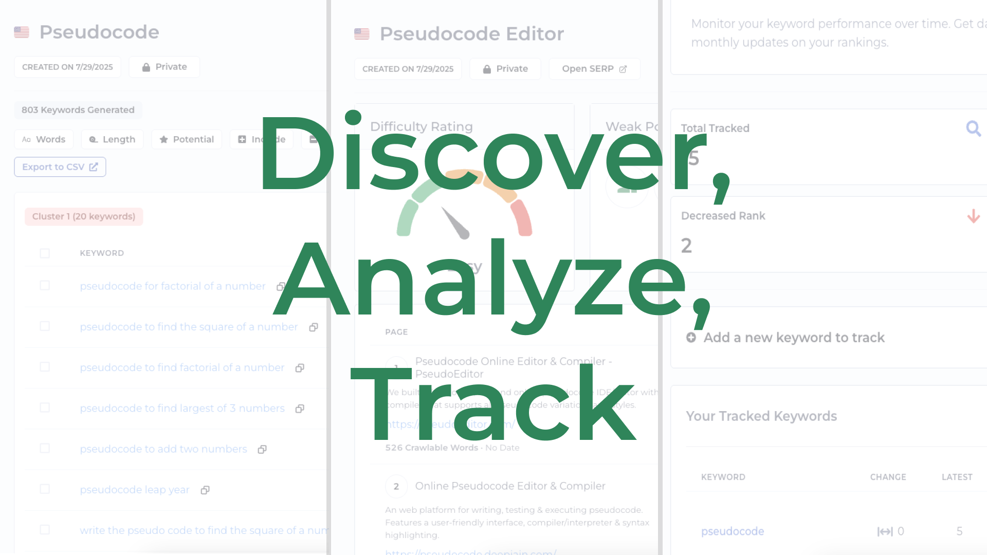 Discover, Analyze, Track